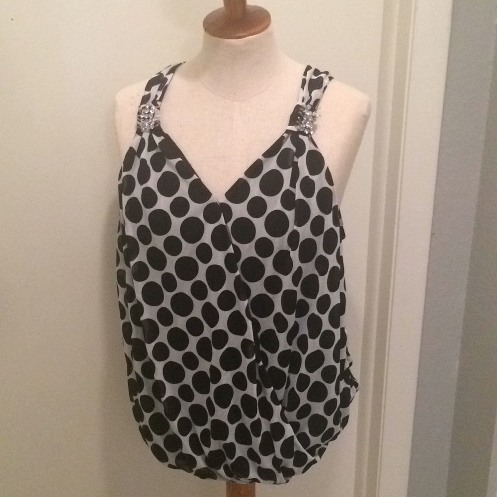INC Polka Dot faux wrap blouse XL